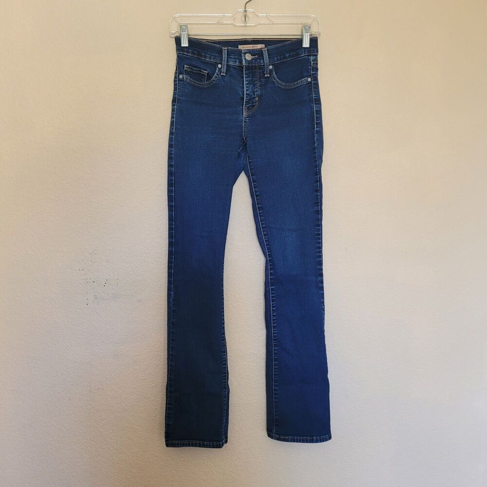 Levis 315 Shaping Boot Cut Jeans Womens Size 25x31 Blue Denim Stretch Mid Rise